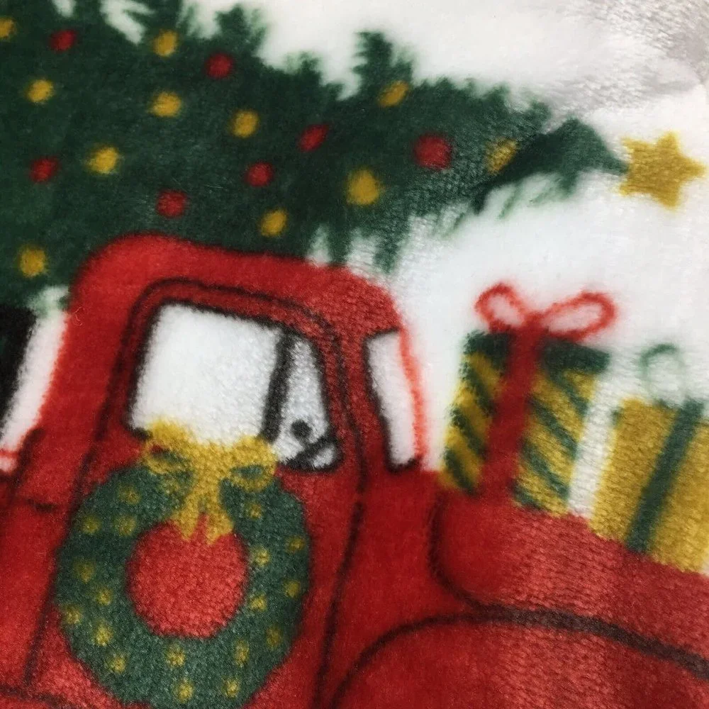 Envogue Red Truck Christmas Tree Throw Blanket Microfleece Oversized Holidays